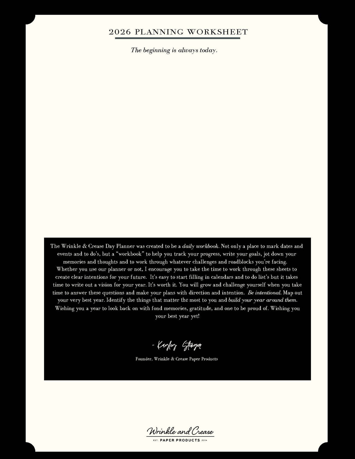 2026 Planning Worksheet