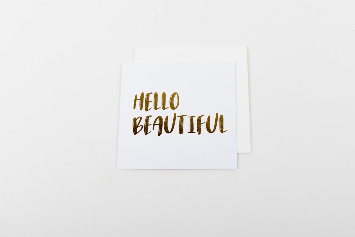 Hello Beautiful (Gold) - Mini Notecard