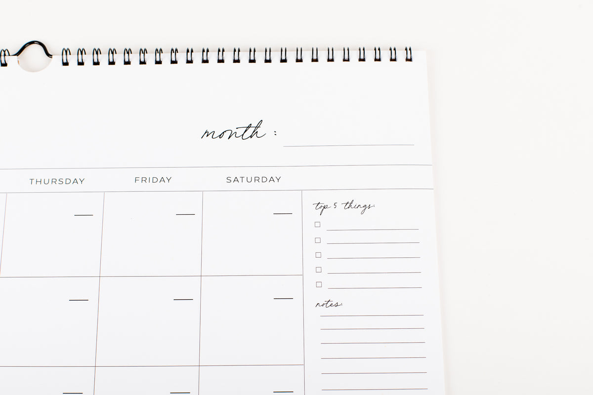 Large Monthly Planner (Black Coil)