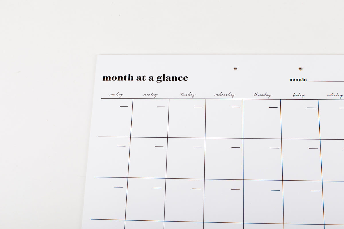 Month at A Glance - Undated Calendar