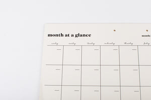Month at A Glance - Undated Calendar