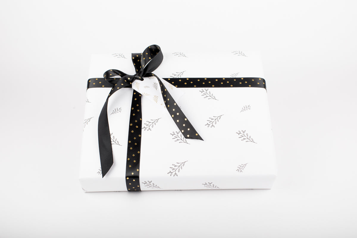 Mini Stars Black Satin Ribbon