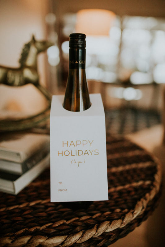 Happy Holidays to You Wine Tags Wrinkle and Crease