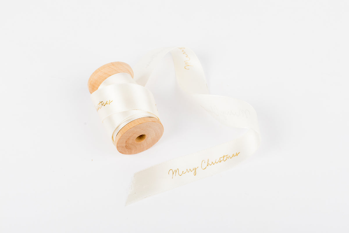 Merry Christmas Gold Foil Embossed Ribbon
