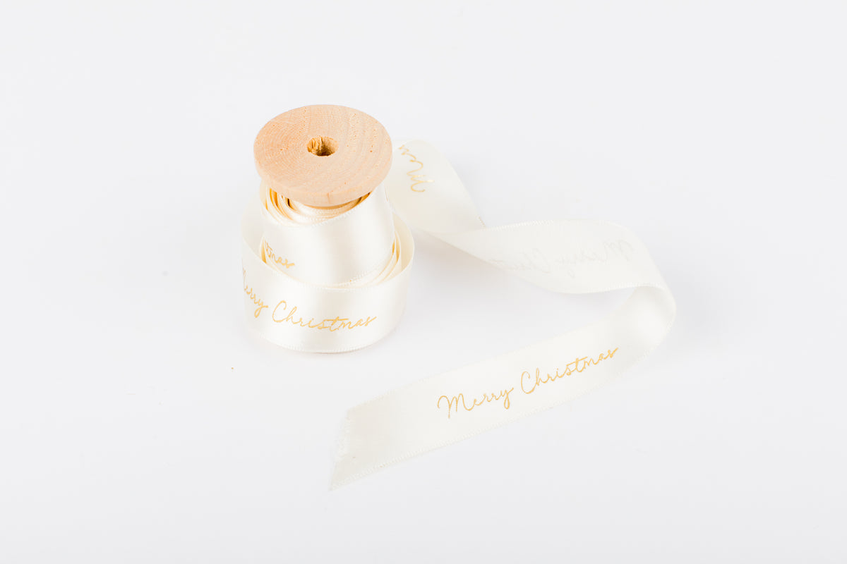 Merry Christmas Gold Foil Embossed Ribbon