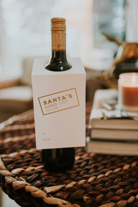 Santa&#39;s List Wine Bottle Gift Tag Wrinkle and Crease