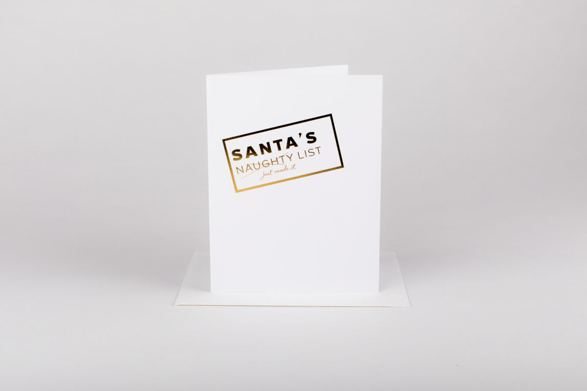 Christmas Card, Santa&#39;s Just Made it List, Humorous holiday card